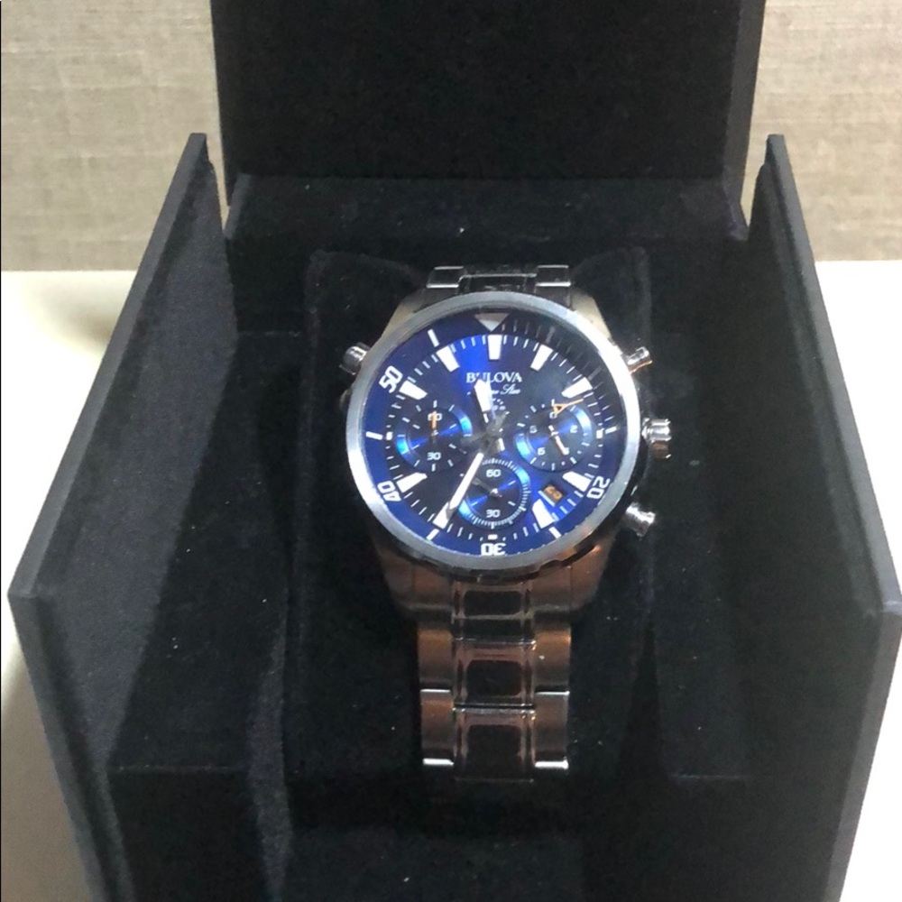 Bulova Marine Star Chronograph Watch w/Blue Dial